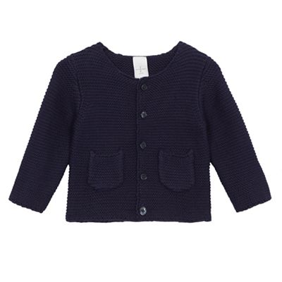 Baby girls' button-up navy cardigan
